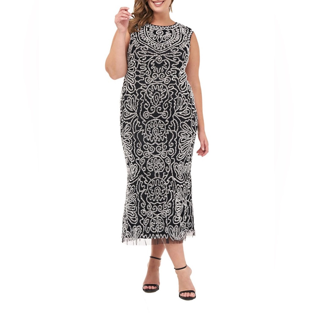 Js Collections Plus Size Beaded Midi Cocktail/Par… - image 8